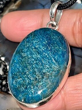 Blue Apatite Crystal Pendant 2 1/4”